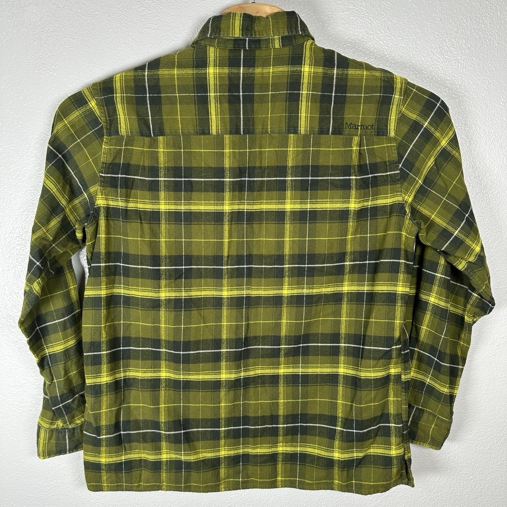Marmot Flannel Button Up Shirt Mens Size Large Green Plaid Organic Cotton - Picture 3 of 6